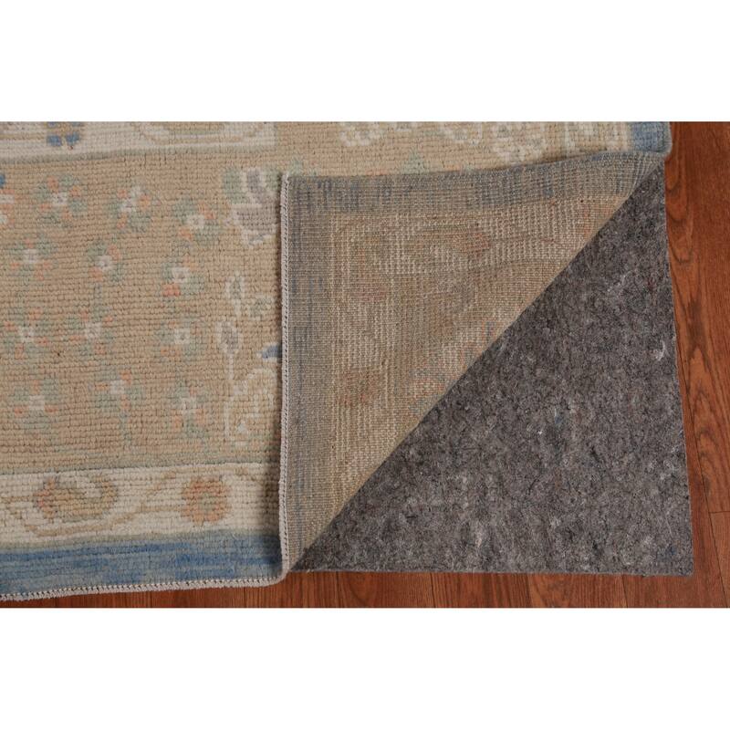 Hand Knotted Oriental 100% Wool Carpet Transitional All-Over Navy Blue & Blues Oushak Area Rug - 14' 8'' X 9' 8''