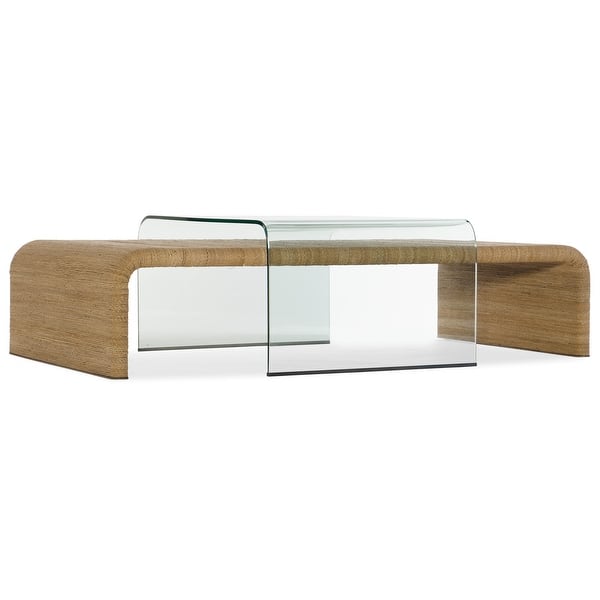 slide 2 of 3, Amani Rope and Glass Cocktail Table - 64.5"W x 38"L x 17.75"H