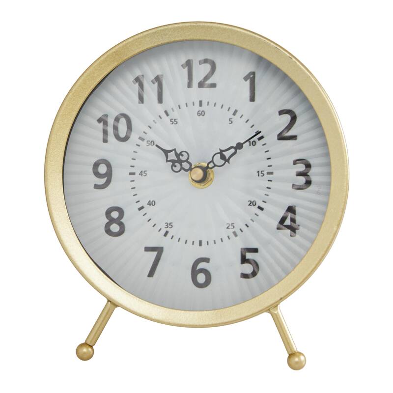 Gold Metal Decorative Clock (Set of 2) - 6 x 6 x 7 Round