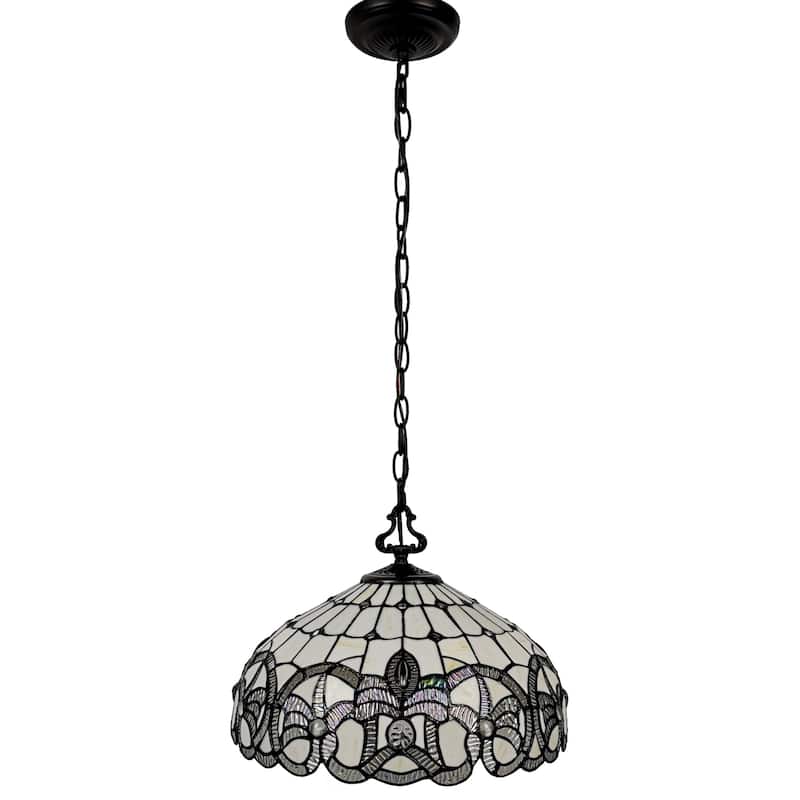 Tiffany Style White Hanging Lamp 16 Inches Wide AM294HL16B Amora Lighting