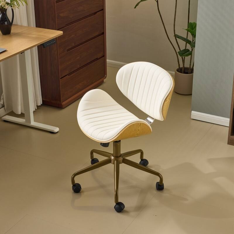 PU Curved Office Chair With Antique Bronze Base