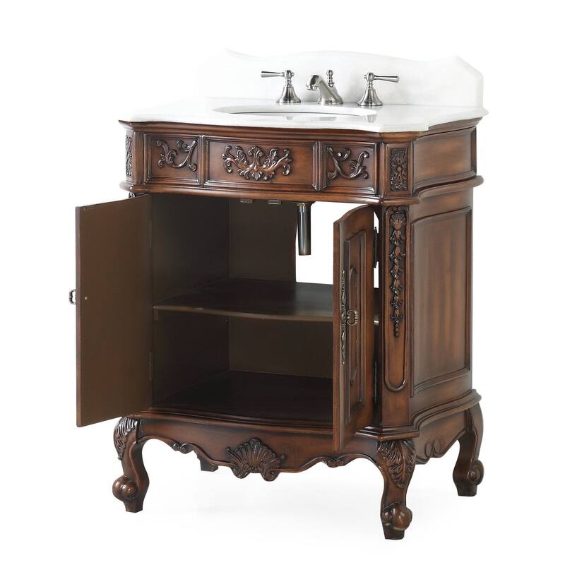 30" Old Timer Classic Ellenton Bathroom Sink Vanity & Mirror Set - Brown