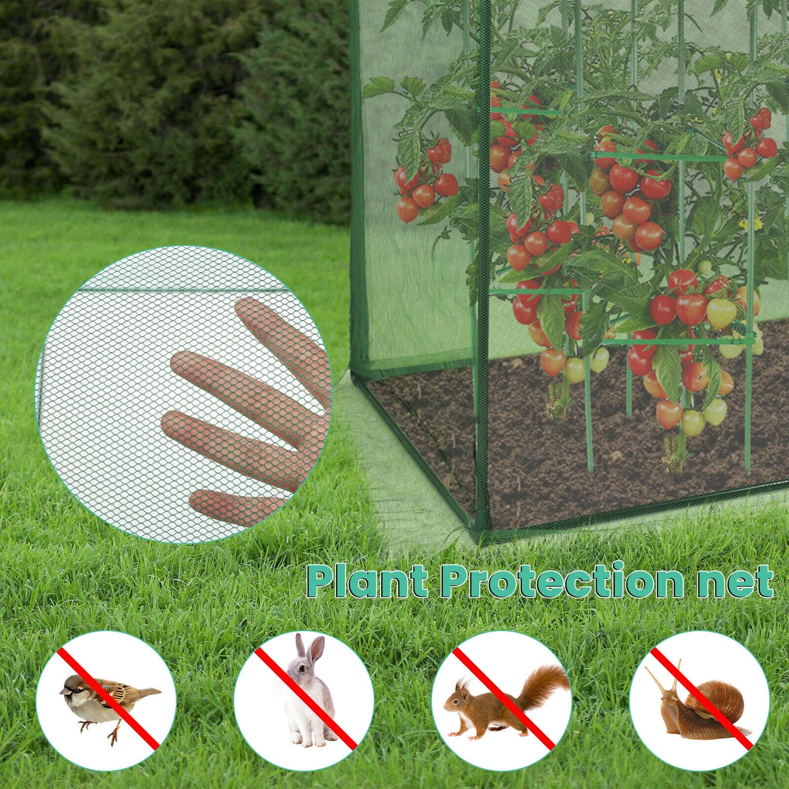 Aoodor 12' x 4' x 6' Crop Cage Plant Protection Netting Tent with