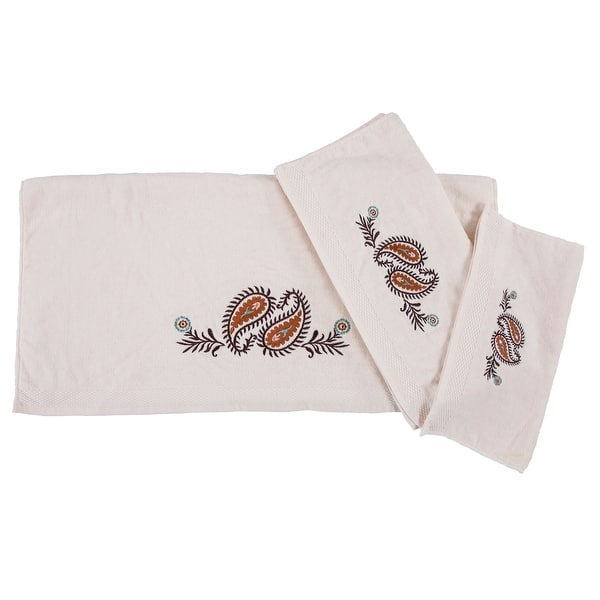 slide 2 of 2, Paseo Road Rebecca Embroidered Western Paisley Towel Set, 3PC Cream