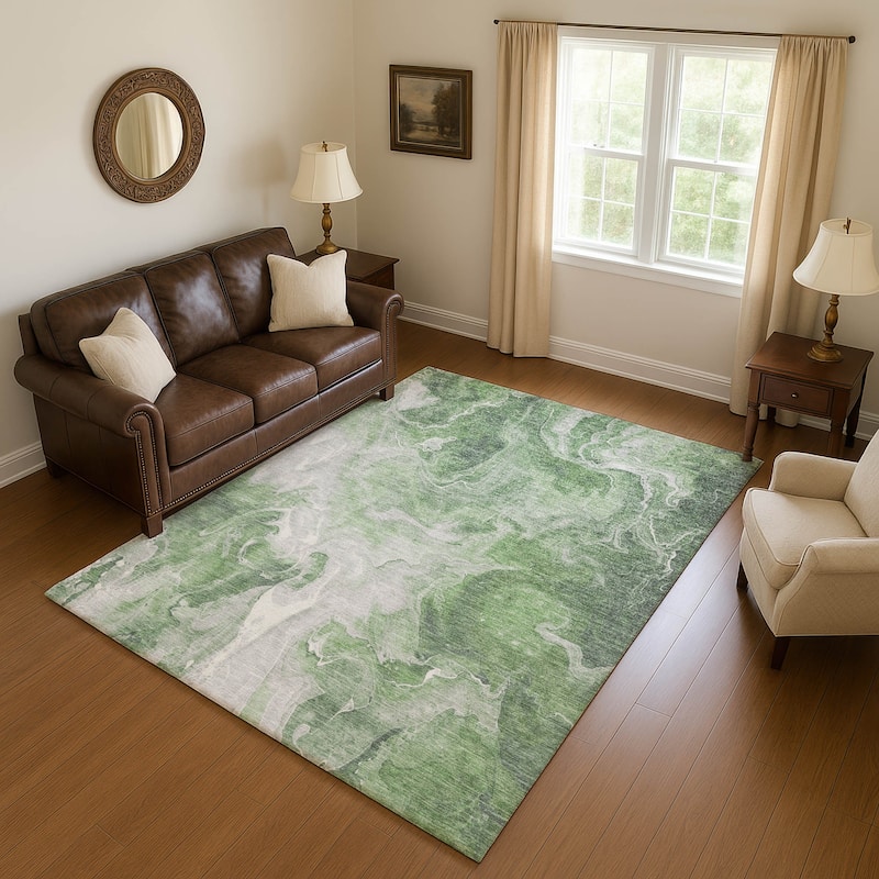 Premium Washable Super Soft Modern Chic Mayfield Rug - Green - 3' x 5'
