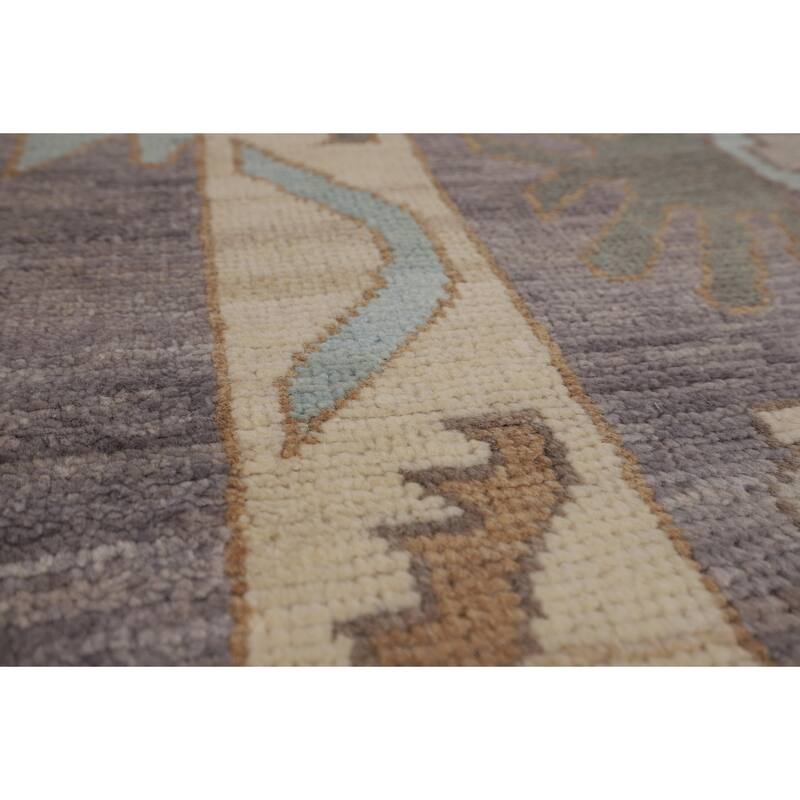 All-Over Gray Oushak Turkish Large Rug Hand-Knotted Wool Carpet - 10'3"x 13'10"