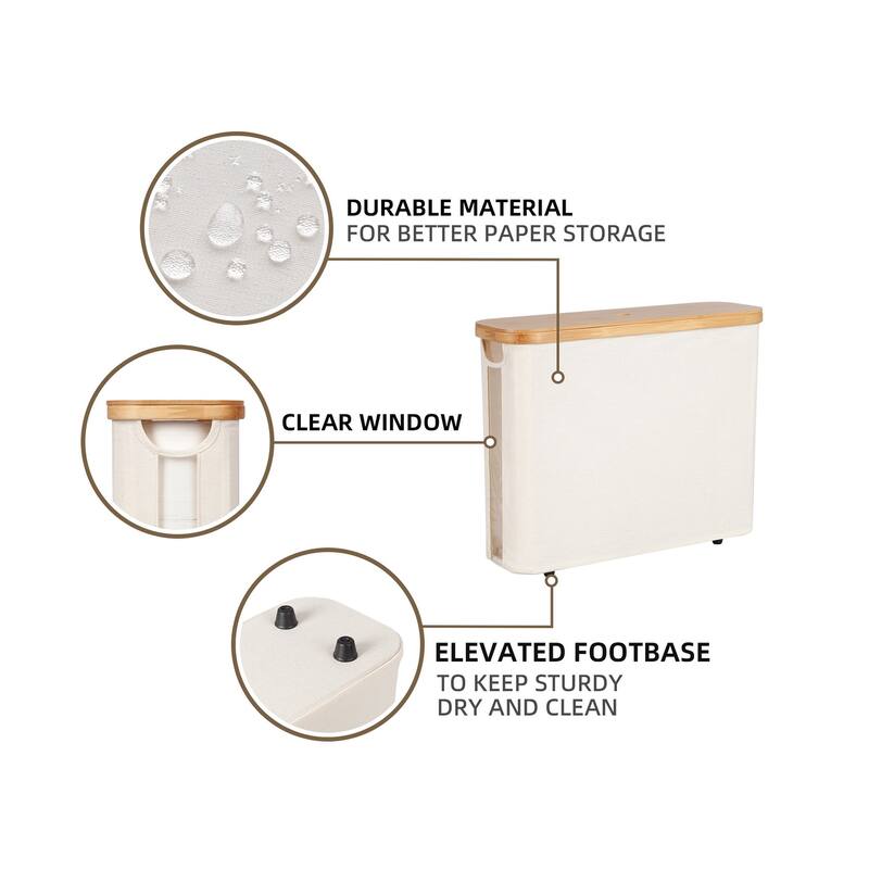 Freestanding Toilet Paper Holder for 9 Mega Rolls, Bathroom Storage Basket With Side Window - 17.5"L x 6"W x 13.75"H