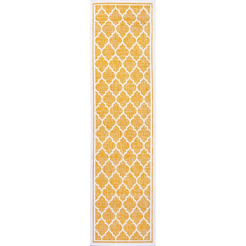 JONATHAN Y Zinnia Textured Weave Indoor/Outdoor Area Rug - 2 X 10 - Yellow/Cream