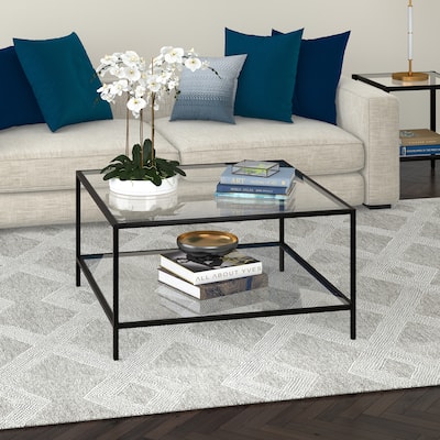 Sivil 32" Square Coffee Table with Shelf