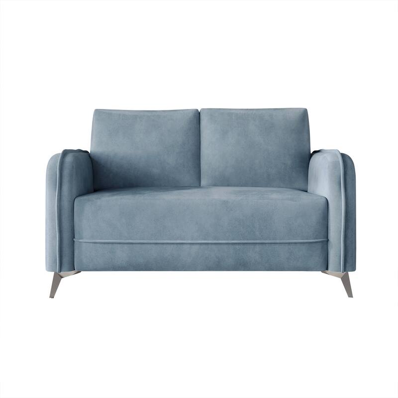CraftPorch Luxurious Velvet Upholstered Loveseat - N/A - Light Blue