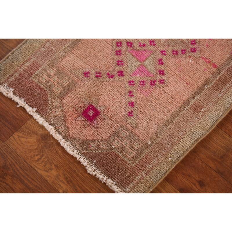 Hand Knotted Oriental 100% Wool Carpet Transitional Tribal Peach Anatolian Area Rug - 2' 6'' X 1' 6''