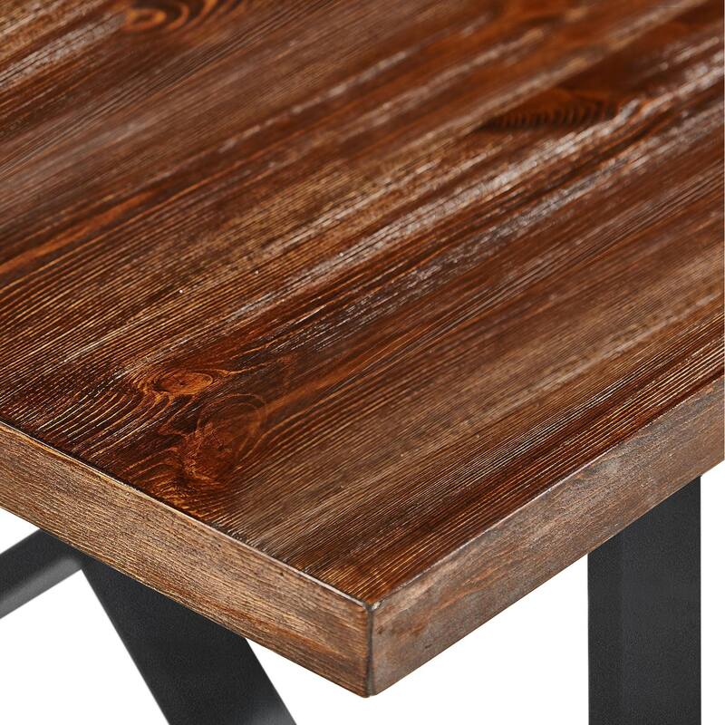 Dark Wood Modern Table Steel Metal Legs Frame Dining Table 71" inches