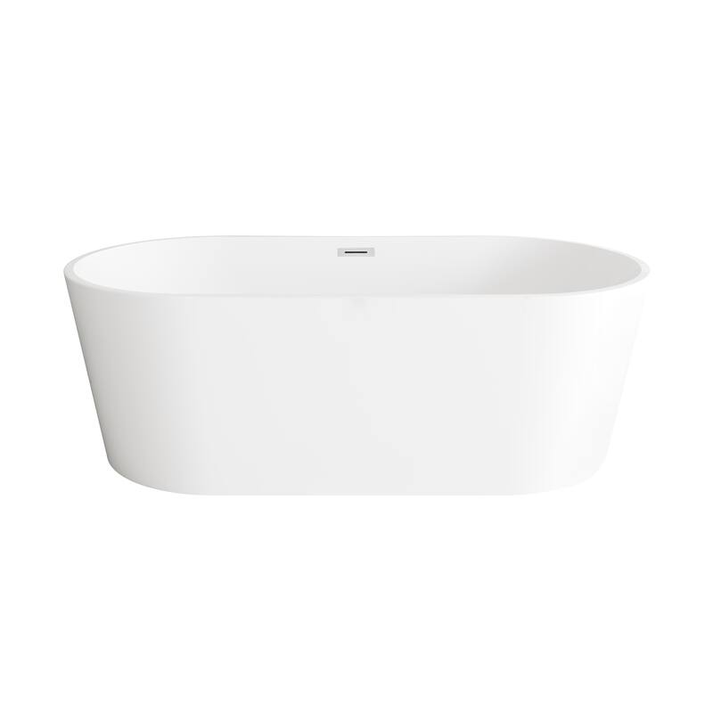 Melisande Bathtub in Glossy White - Glossy White with Chrome Trim - 67"
