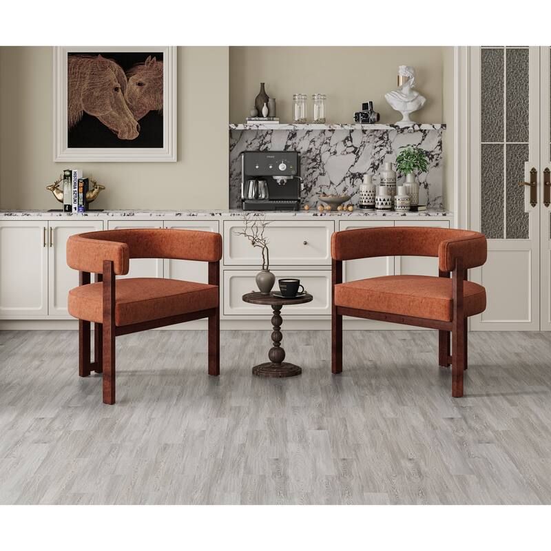 Chenille Barrel Chair Set Set of 2