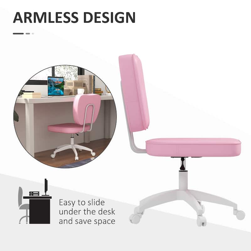 Vinsetto Armless Office Chair, PU Leather Computer Desk Chair with Adjustable Height