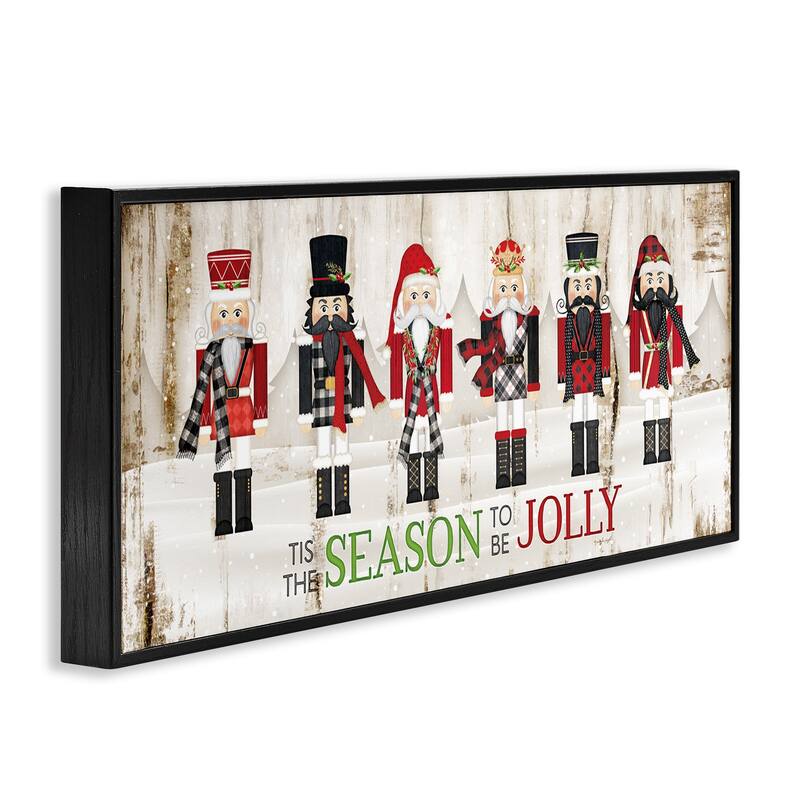 Stupell To Be Jolly Festive Phrase Winter Christmas Nutcrackers Framed Wall Art - Red