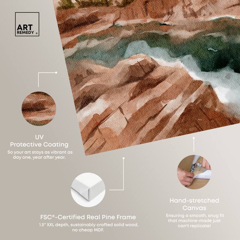 Art Remedy Hot Springs In June Gallery Wrapped Landscape 1 Piece Canvas Wall Art Watercolor Style