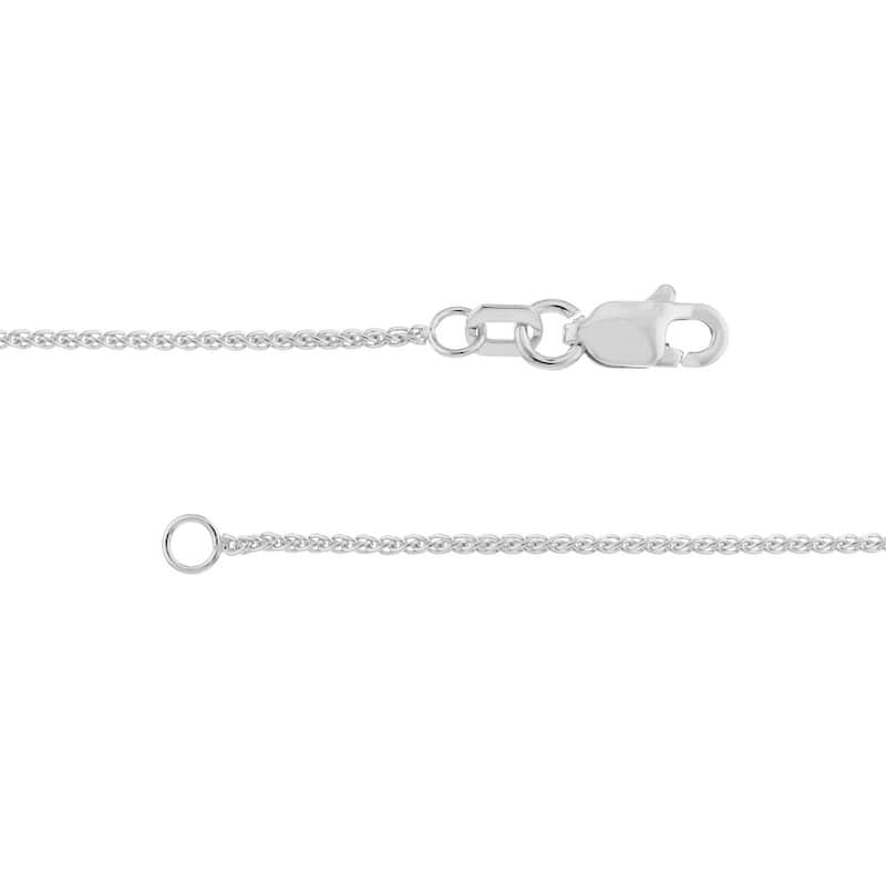 Curata 10k White Gold 1.05mm Round Wheat Chain Necklace (Lobster)