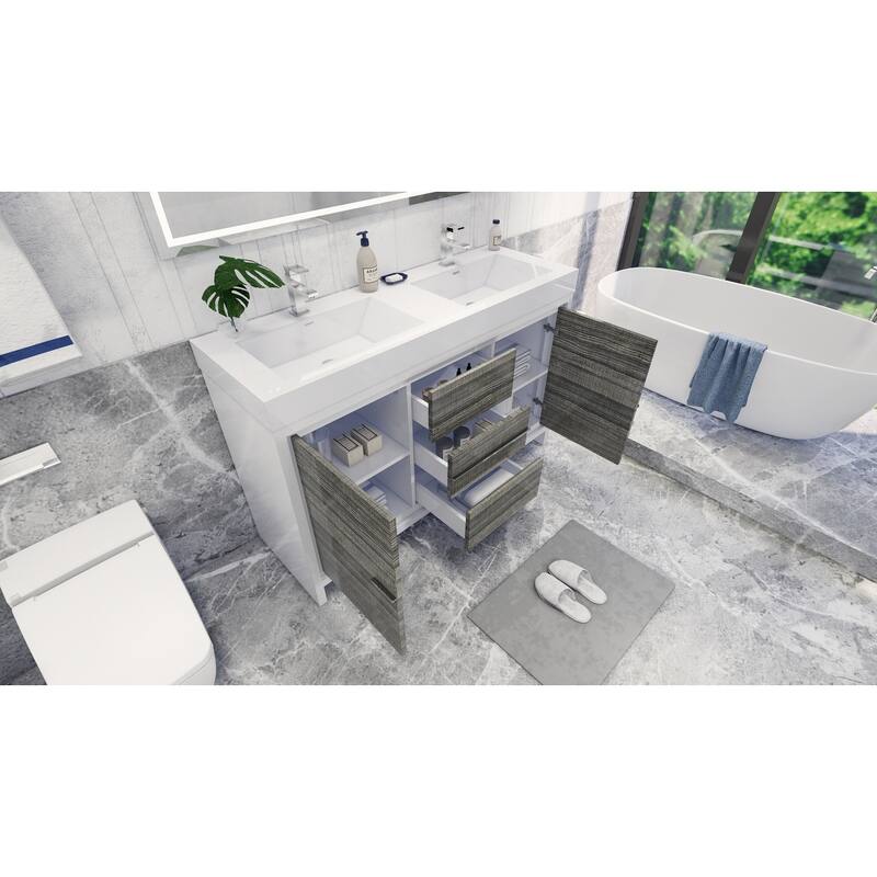 Dove 60'' Freestanding Vanity with Double Reinforced Acrylic Sink