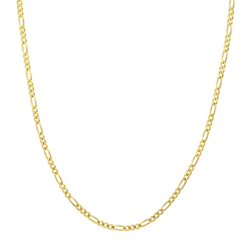 Curata 10k Yellow Gold 2.85mm Light Figaro Chain Necklace (Lobster)