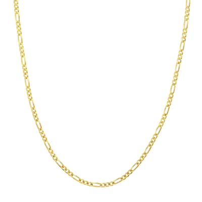Curata 10k Yellow Gold 2.85mm Light Figaro Chain Necklace (Lobster)