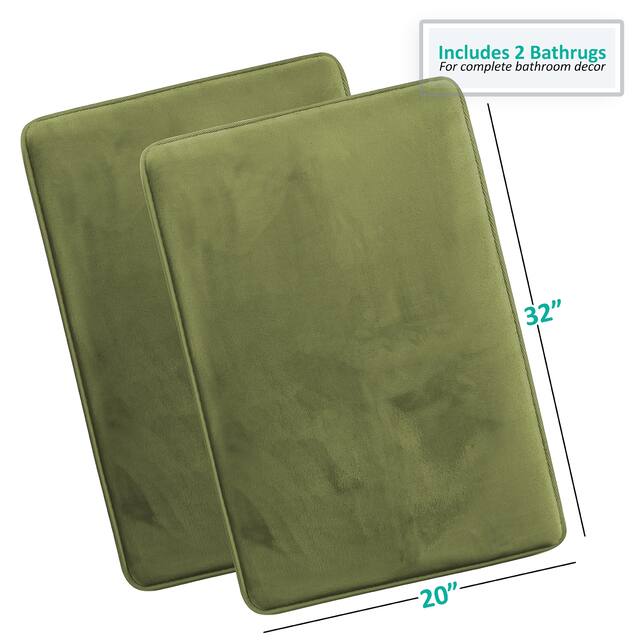 Clara Clark Ultra Soft Plush Bathroom Rug - Non-Slip, Velvet, Memory Foam Bath Mat - Set of 2