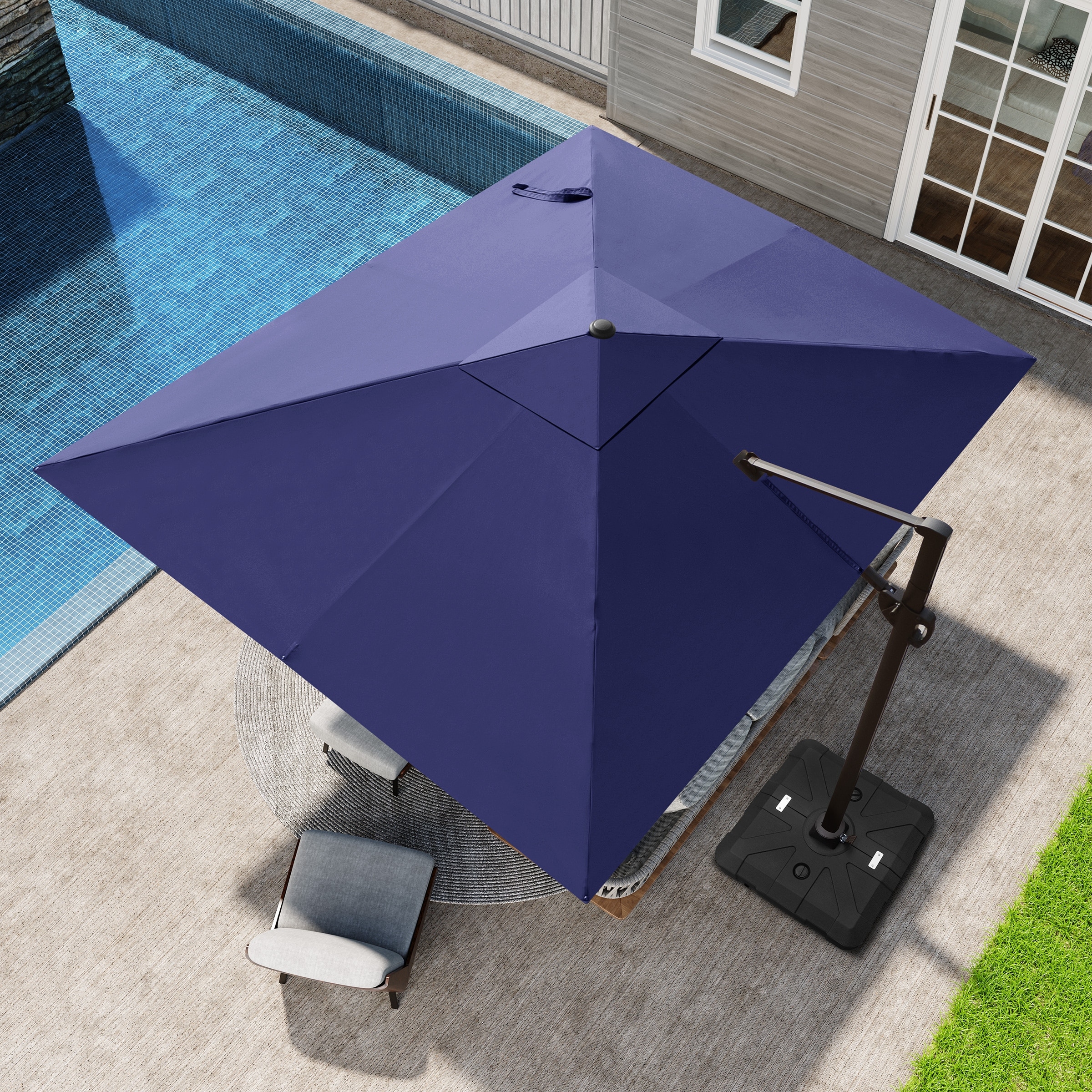 Pellebant 9 FT x 10.5 FT Outdoor Cantilever-Offset Umbrella Include Base