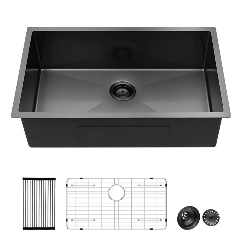 30/32 In. Undermount Single Bowl 16 Gauge Brushed Nickel Bowl Stainless Steel Kitchen Sink Basin - 30“ x 18" x10”