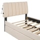 preview thumbnail 56 of 80, Teddy Fleece Platform Bed with Trundle, Vertical Striped Headboard and Smarter LED Bed Frame, Upholstered Frame Bed