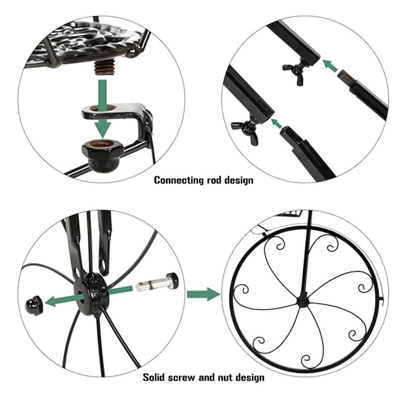 Large Bike Planter Garden Ornament Metal Bicycle Plant Stand with 3 Flower Pots Indoor Outdoor