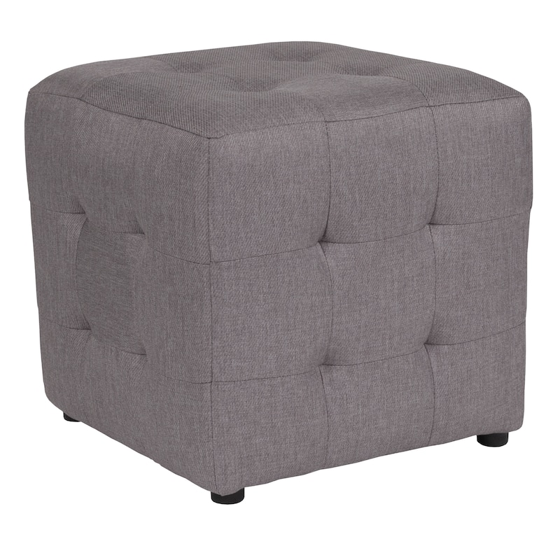 Tufted Upholstered Cube Ottoman Pouf