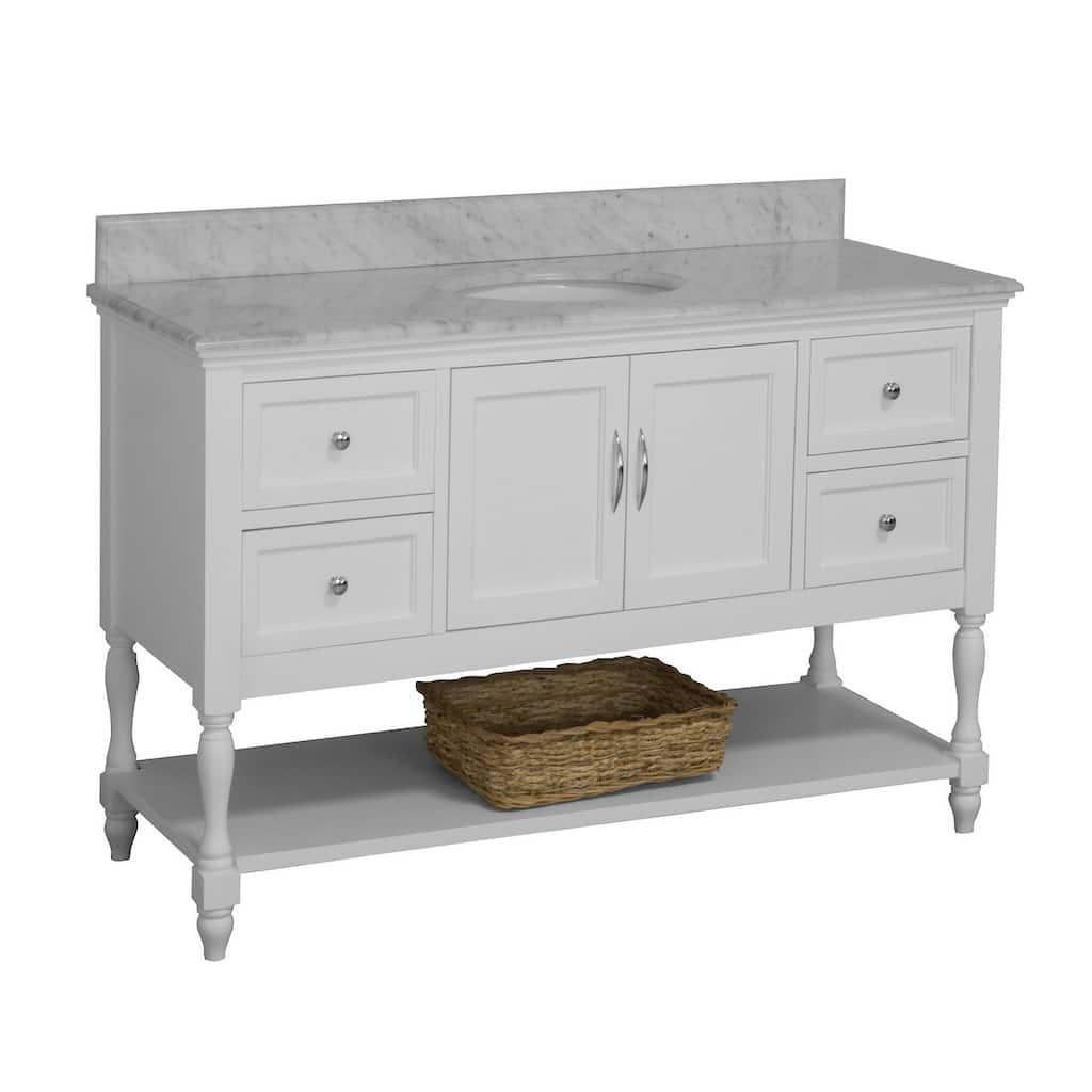 KitchenBathCollection Beverly 60" Single Bathroom Vanity with Carrara Marble Top