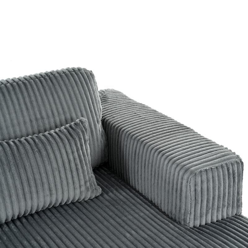 86.6" Oversized Double Chaise Lounge Sofa Chair, Modern Sectional Cloud Couch, Corduroy Upholstered Floor Loveseat Sleeper Bed
