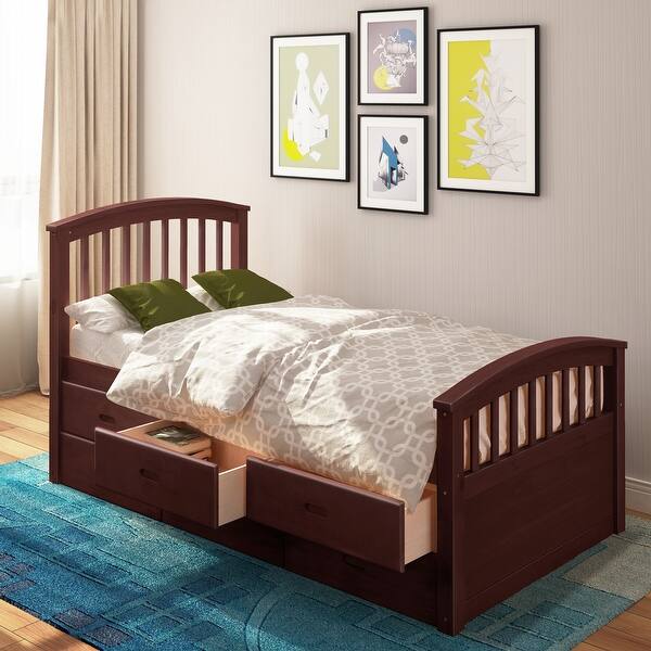 Shop Black Friday Deals On Twin Size Platform Storage Solid Wood Bed With 6 Drawers Overstock 31957489 Oak
