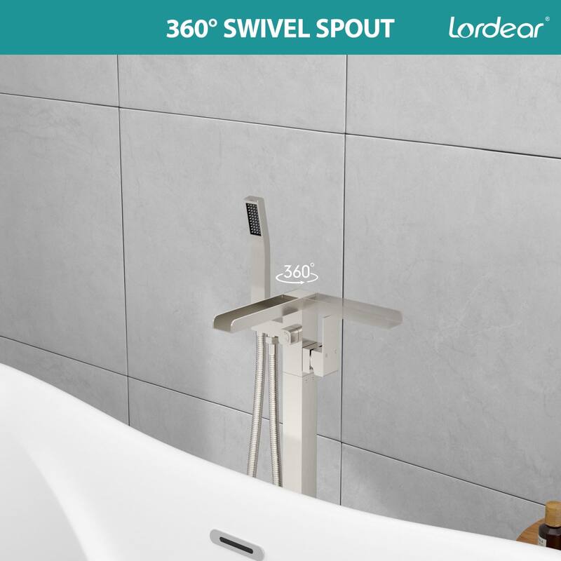 Lordear Bathtub Faucet Tub Filler Swivel Faucet with Hand Shower, Swivel Spout