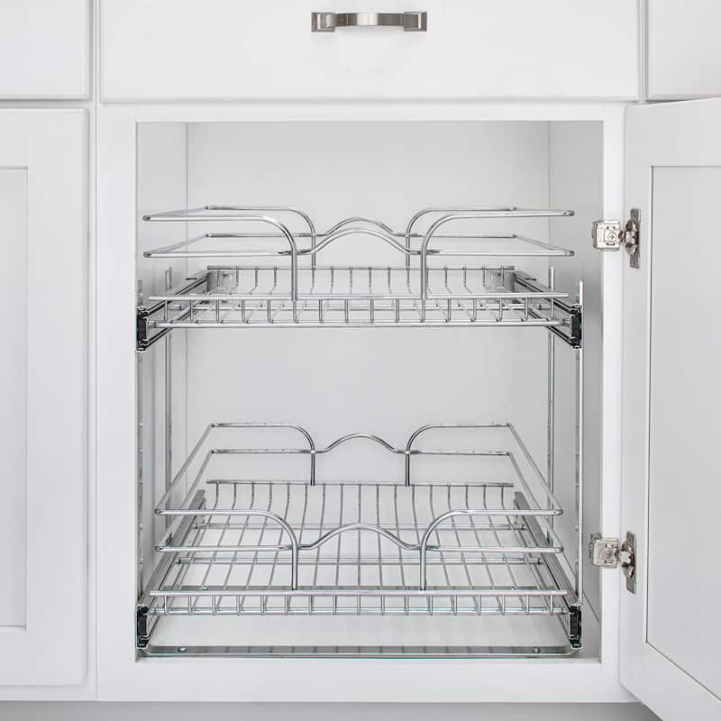 Rev-A-Shelf Pullout 2-Tier Basket Organizer for Kitchen Cabinets, 9 x 22 In, 5WB2-0922CR-1