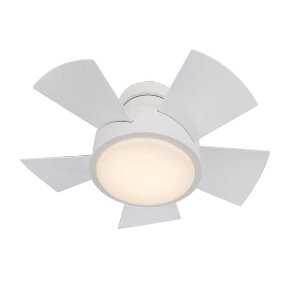 Vox 26 Inch Five Blade Indoor Outdoor Smart Flush Mount Ceiling Fan With Six Speed Dc Motor And Led Light Overstock 25737955