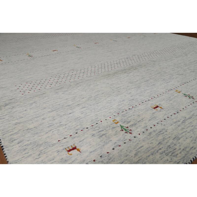 Hand Knotted Oriental 100% Wool Carpet Tribal Tribal Greys & Charcoal Gabbeh Area Rug - 10' 0'' X 8' 0''