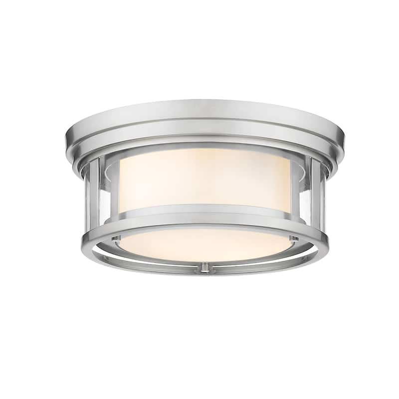 Bellevue Sylvia 2 Light 12" Wide Flush Mount Drum Ceiling Fixture - Brushed Nickel