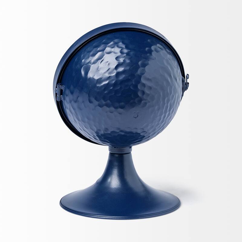 Weymouth Blue Metal Glass Dome Table Clock - 9.4L x 6.5W x 7.1H