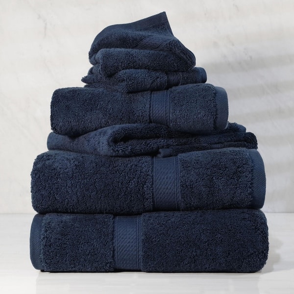 Superior Egyptian Cotton Pile Heavyweight 6-Piece Towel Set - 6-Piece Set - Navy Blue
