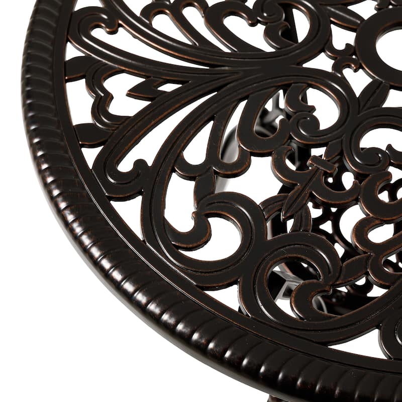 Christopher Knight Home - Aluminium Outdoor Patio Side Table with Decorative Design