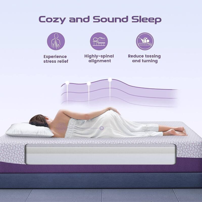 Sersper 12 Inch Cooling Gel Memory Foam Mattress,Breathable and Skin Friendly, Adjustable Bed Compatible