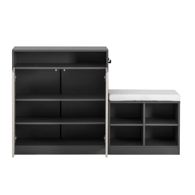 Rossetta Functional Entryway Shoe Cabinet with Removeble Cushion and Adjustable Shelves