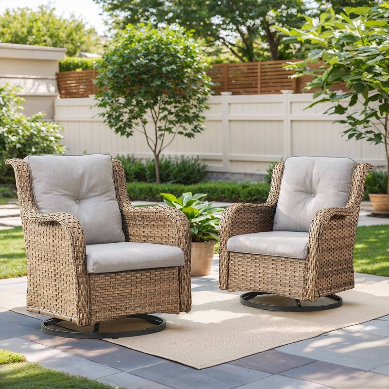 Gymojoy Wicker Swivel Glider Chair with Water-Resistant Olefin Cushions