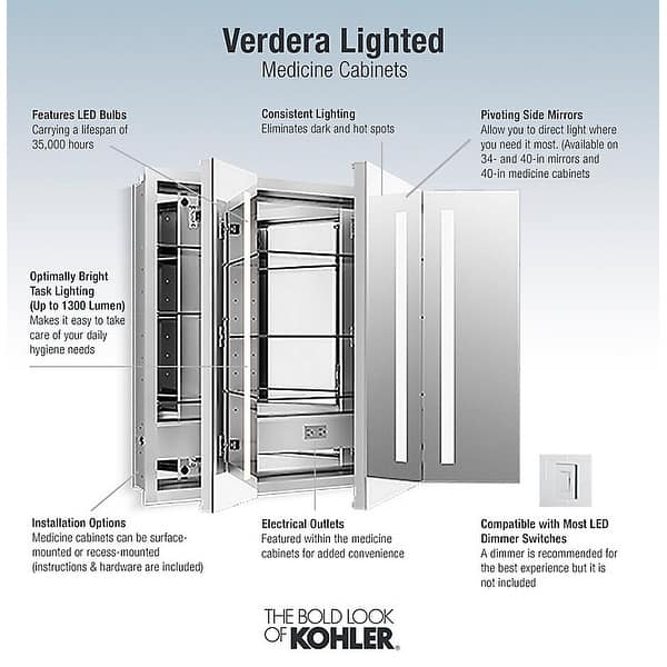 Shop Kohler K 99011 Tlc Verdera 40 X 30 Lighted Three Door