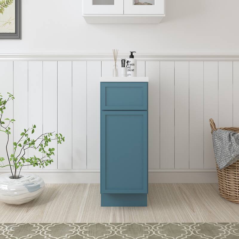 Vanity Art 12" Freestanding Single Base Storage Cabinet with Soft Close Door - Sea Green