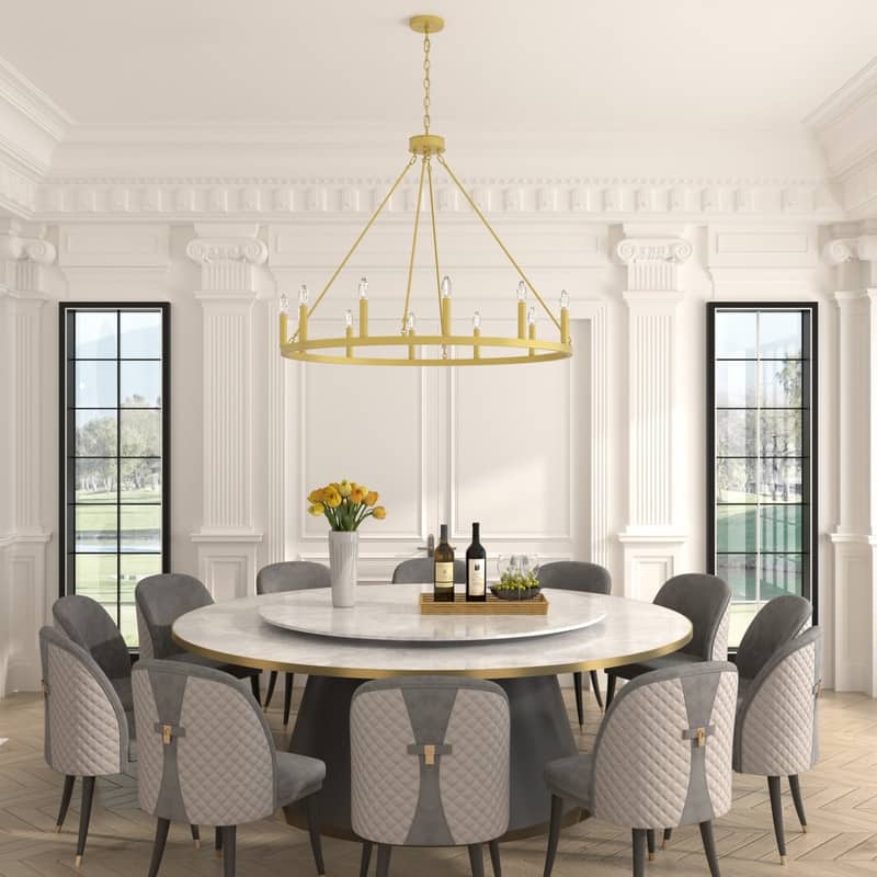 Acroma 12-light Farmhouse 40In Wagon Wheel Chandelier with UL - 40'' D x 138'' H