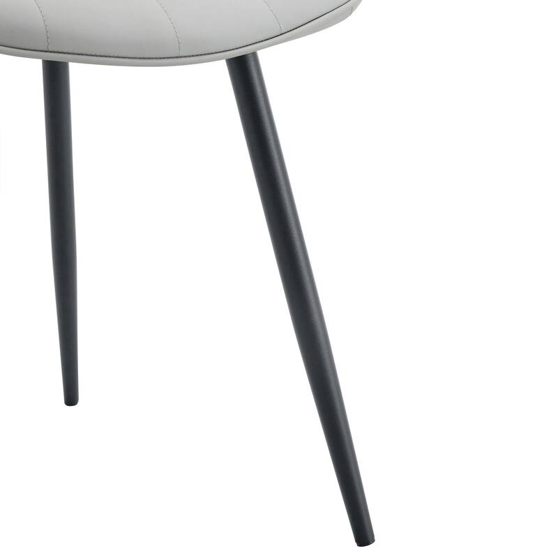 Extended Seat Cushion Pu Dining Chair Set-Four Pieces,Ergonomic Design.Smooth Line Design,Integral Metal Leg Structure