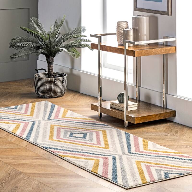 Nuloom Neveah Contemporary Chevron Area Rug - 2'8" x 8' Runner - Beige